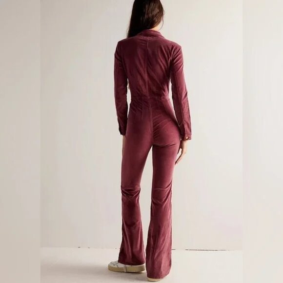 new FREE PEOPLE We The Free Cordovan Jayde Cord Flare Jumpsuit 5T3 - Picture 4 of 9